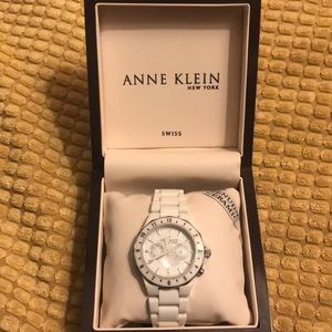 Anne Klein Women’s White Ceramic Swiss Wristwatch